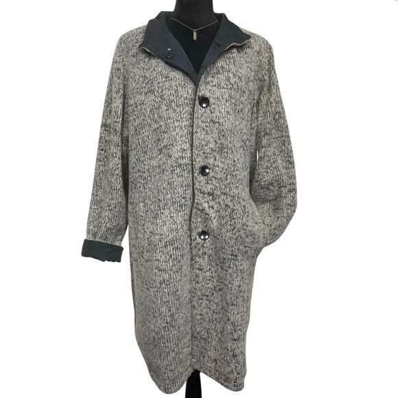 EUC - Centigrade Reversible Gray Herringbone Wool Blend Jacket - Picture 3 of 7